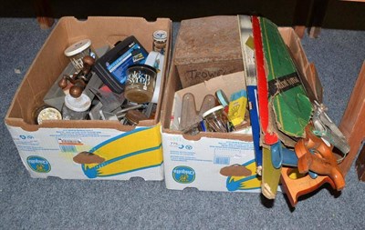 Lot 775 - Two boxes of various woodworking tools etc