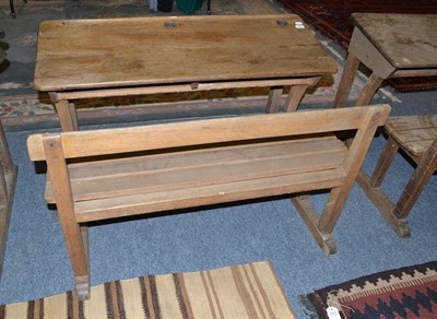 Lot 783 - An oak double seated child's desk