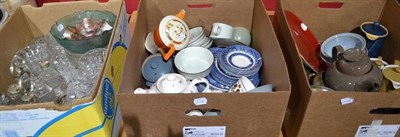 Lot 789 - Quantity of Denby pottery, Poole plate, cut and moulded glassware, etc