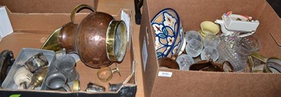 Lot 806 - Three boxes of decorative ceramics, glass and metalware