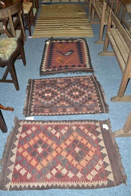 Lot 817 - A Ghazai Kilim, Central Afghanistan, the field with three stylised birds enclosed by reciprical...