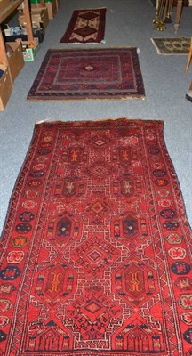 Lot 820 - A Balouch piled/flatweeve rug, Afghanistan Frontier, the field centred by a serrated diamond...