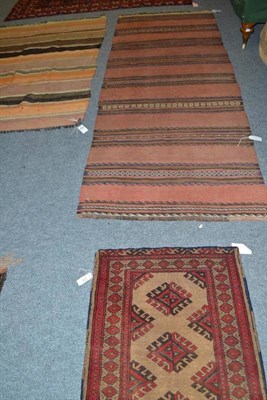 Lot 821 - Turkman rug, Afghan Turkestan, the camel field with a row of diagonal guls; together with two other