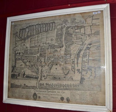 Lot 826 - A map of Richmond in 1724 copied from a picture in the Museum in 1868 by William Sanders