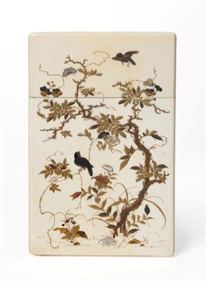 Lot 148 - A Japanese Ivory, Lacquer and Shibayama Card Case, Meiji period (1868-1912), decorated with...