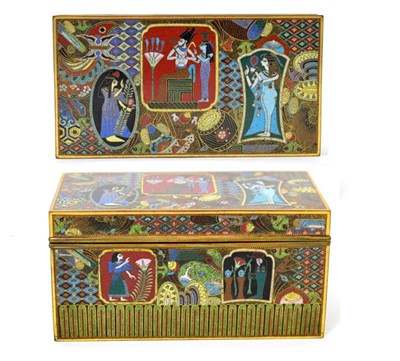 Lot 152 - A Japanese Cloisonné Enamel Box and Cover, early 20th century, of rectangular form, decorated with