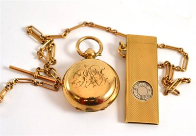 Lot 42 - A 9ct gold cigar cutter attached to a 9ct gold albertina chain, also a gold filled sovereign...