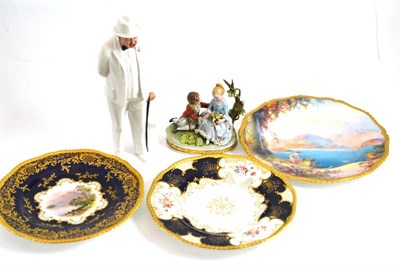 Lot 67 - Two Coalport plates, Royal Worcester plate (a.f.), Royal Doulton Sir Winston Churchill HN3057 and a