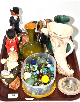 Lot 74 - Marbles, Linthorpe vase, Beswick vase, Border Fine Arts and a silver pin tray