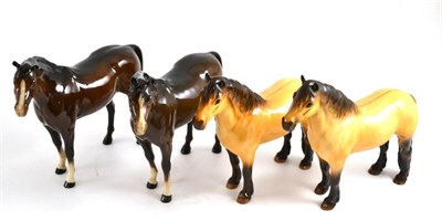 Lot 78 - Beswick horses comprising two Highland ponies and two Arab ponies in brown gloss (4)
