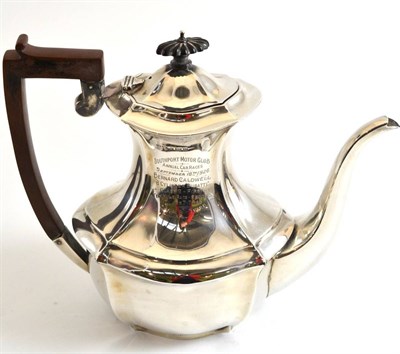 Lot 90 - A silver teapot inscribed ";Southport Motor Club"