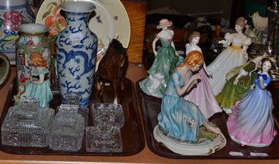 Lot 104 - A quantity of assorted Capodimonte and Doulton figures, 19th century Chinese vase and a Canton vase