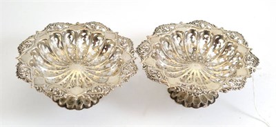 Lot 109 - Pair of silver pedestal dishes, Walker & Hall, Sheffield 1905