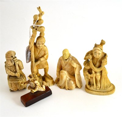 Lot 118 - Five assorted ivory okimonos, circa 1920