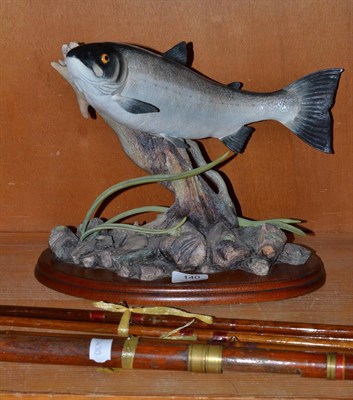 Lot 140 - Two fishing rods and a Border Fine Arts 'King of the River' limited edition 155/950