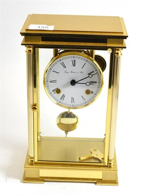 Lot 155 - A gilt brass cased four glass mantel clock, signed Franz Hermle to dial and movement, striking...