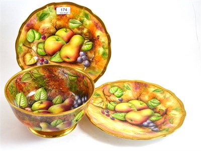 Lot 174 - Two Baroness fruit painted plates and a bowl