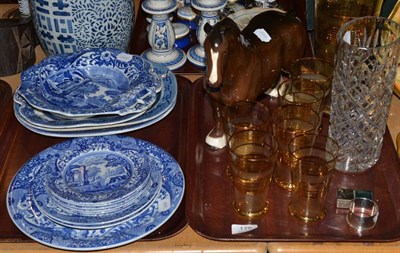 Lot 175 - Beswick shire horse, quantity of blue and white wares, a glass lemonade set, silver napkin ring etc