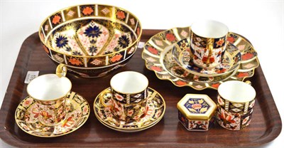 Lot 176 - Royal Crown Derby Imari decorated china including a bowl, scallop edged plate, hexagonal small...