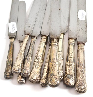 Lot 186 - A collection of steel bladed and silver handled Kings pattern knives