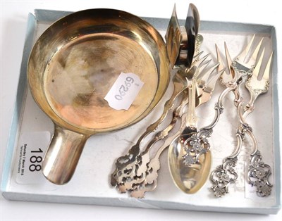 Lot 188 - An Asprey silver ashtray, a silver spoon and a quantity of electroplate