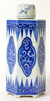 Lot 179 - A Chinese Porcelain Hexagonal Jar, Kangxi period, painted in blue with quatrefoil panels, with...