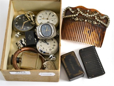 Lot 203 - A silver pocket watch, military pocket watch case stamped with broad arrow 'GSTP', a silver...