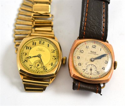 Lot 223 - Two 9ct gold gents wristwatches signed Limit Sports and Rone