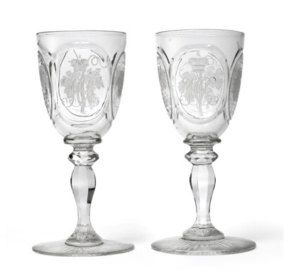 Lot 183 - A Pair of Imperial Russian Wine Glasses, mid 19th century, from the service made for Grand Duke...