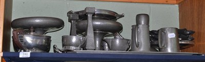 Lot 240 - A quantity of pewter including Sheffield pewter (on one shelf)