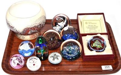 Lot 264 - Caithness paperweights, Perthshire paperweight, Selkirk glass bowl, etc