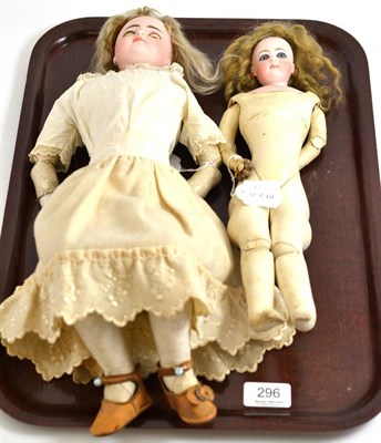 Lot 296 - Bisque socket head doll impressed SHC (L) '905', with blonde wig, sleeping blue eyes, closed mouth