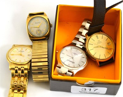 Lot 317 - Four watches including a gents Omega