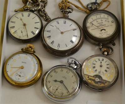 Lot 318 - A silver pair cased pocket watch, silver open faced pocket watch, eight-day pocket watch case...