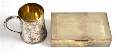 Lot 328 - A silver Christening mug London 1881, together with a silver cigarette box