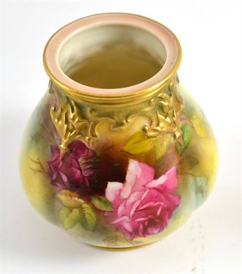 Lot 329 - Royal Worcester china vase painted with roses