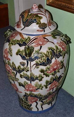 Lot 373 - A large decorative jar and cover of recent date