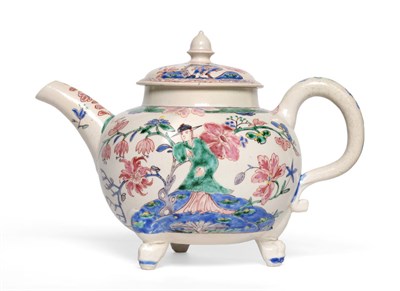 Lot 201 - A White Salt Glaze Stoneware Teapot and Cover, of Jacobite significance, circa 1755, of...