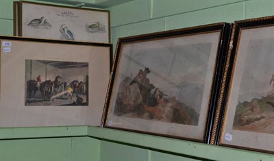 Lot 448 - A set of four 19th century colour engravings, three framed prints The Birds of Great Britain...