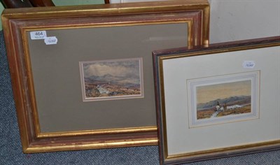 Lot 464 - English School, two moorland landscapes with sheep, watercolours on paper (2)