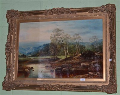 Lot 472 - W J Crampton, after B W Leader, North Wales river landscape, signed, oil on canvas