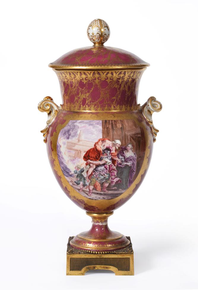 Lot 207 - A Gilt Metal Mounted Chelsea Twin-Handled Urn Shape Porcelain Vase and Cover, circa 1765,...