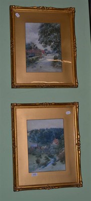 Lot 499 - Pair of village scenes, watercolours, P Lara