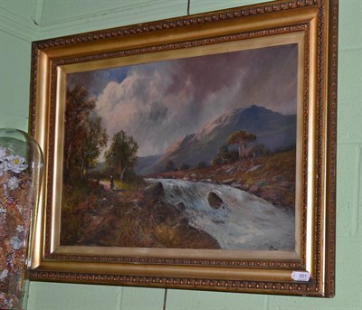 Lot 501 - J Hawes, oil on canvas of a river landscape