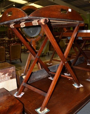 Lot 548 - A mahogany and brass bound butler's tray on stand