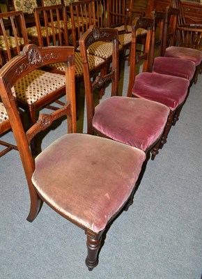 Lot 572 - A set of five Victorian walnut dining chairs