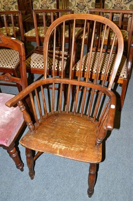 Lot 573 - A 19th century oak and elm Windsor armchair