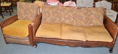 Lot 576 - Leather settee and armchair