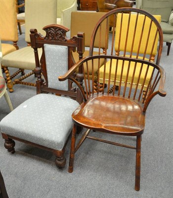 Lot 581 - A 19th century stick back armchair and a Victorian walnut framed nursing chair