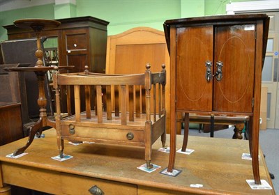 Lot 601 - A reproduction mahogany two tier dumb waiter, reproduction Canterbury and a mahogany drop leaf side